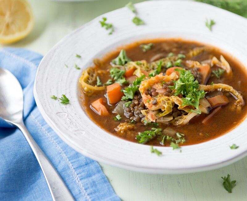 Moroccan Lentil and Cabbage Soup