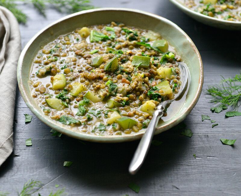 Vegan Mung Bean, Zucchini, and Dill Soup