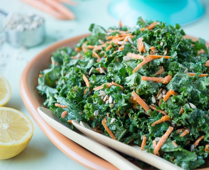 Raw Kale Salad with Lemon Tahini Dressing