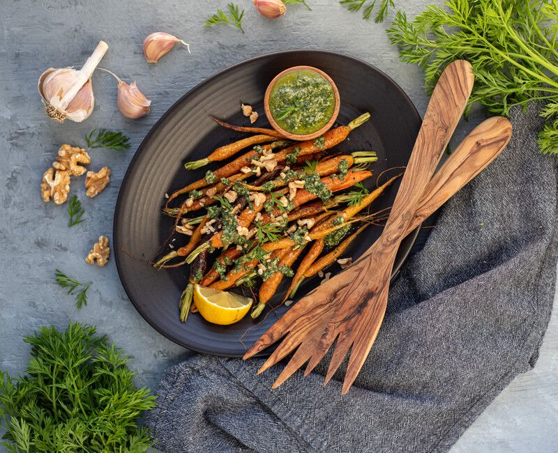 Roasted Carrots with Carrot Top Pesto