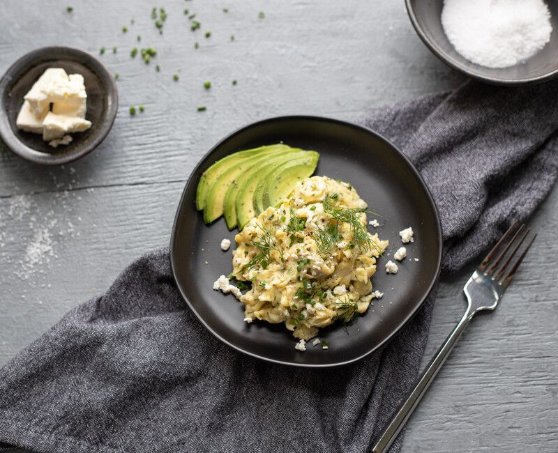 Scrambled Eggs with Feta and Herbs 