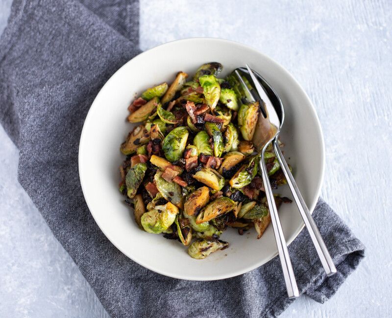 Skillet Brussels Sprouts with Bacon and Onions