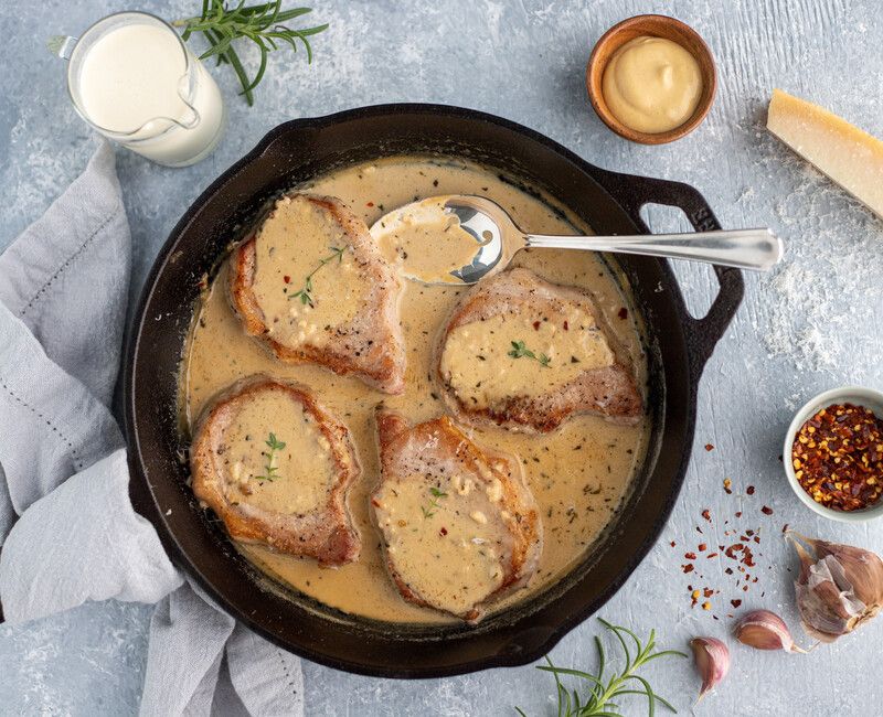 Skillet Pork Chops with Dijon Cream Sauce