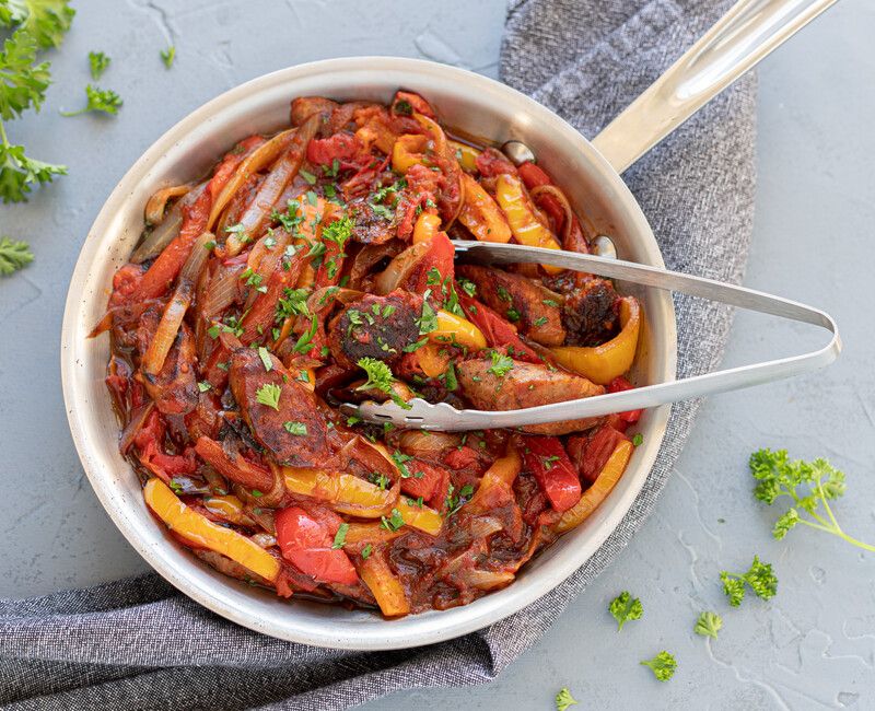 Skillet Sausage, Peppers, and Onions 