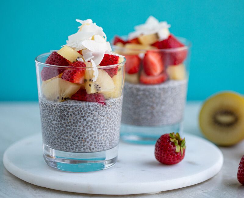 Coconut Chia Pudding with Strawberries and Kiwi