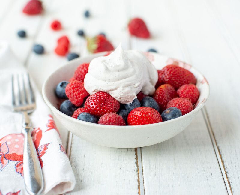 Fresh Berries with Whipped Vanilla Coconut Cream