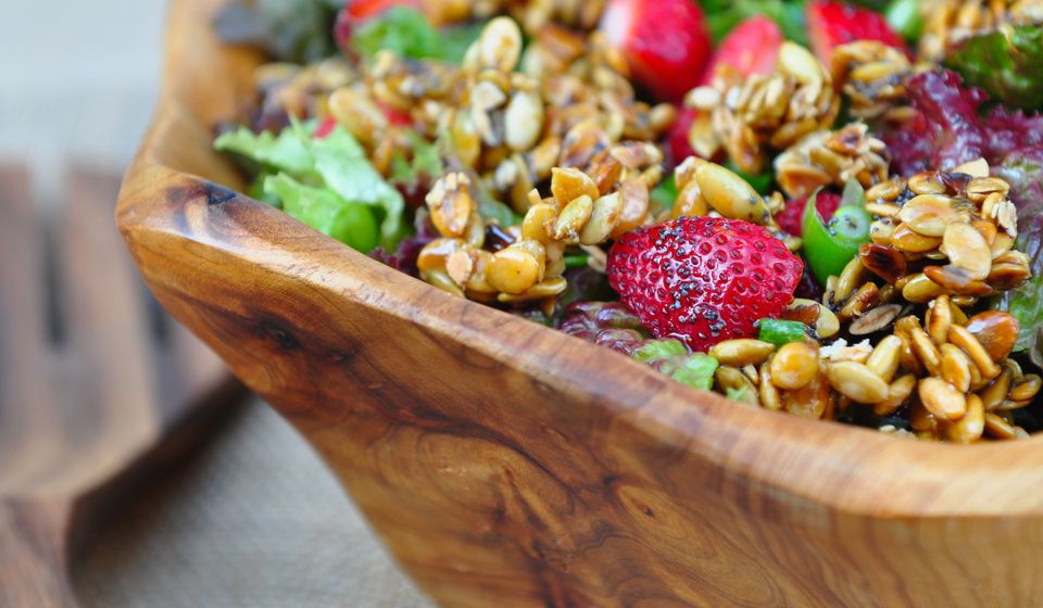 Strawberry Salad with Candied Pumpkin Seeds