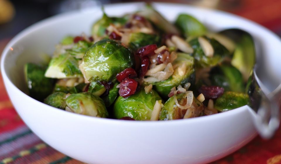 Sautéed Brussels Sprouts with Shallots and Cranberries