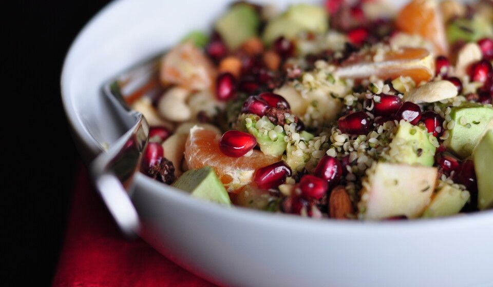 Morning Winter Fruit Bowls with Hemp Seeds and Cacao Nibs