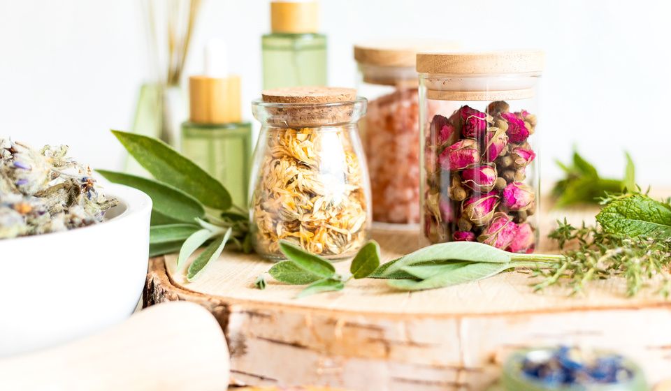 Natural Herbs In Glass Jars-1