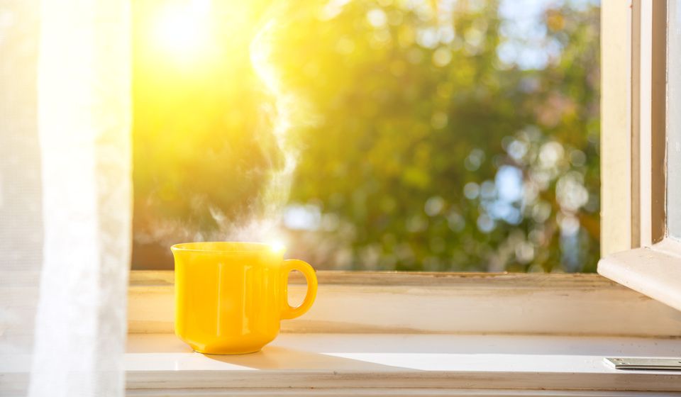 YELLOW MUG OF HOT TEA